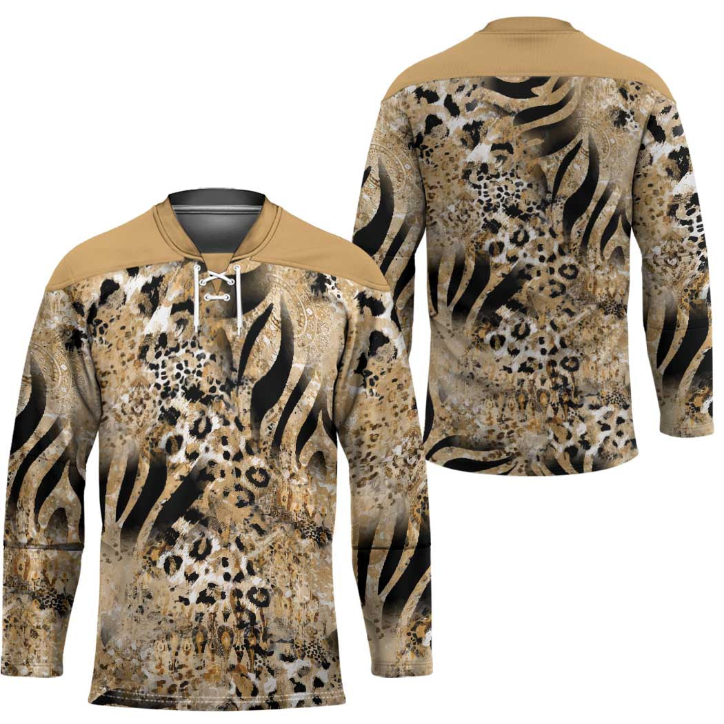 Wild Animal Skins Hockey Jersey Zebra Tiger Leopard Mix Skin - Wonder Print Shop