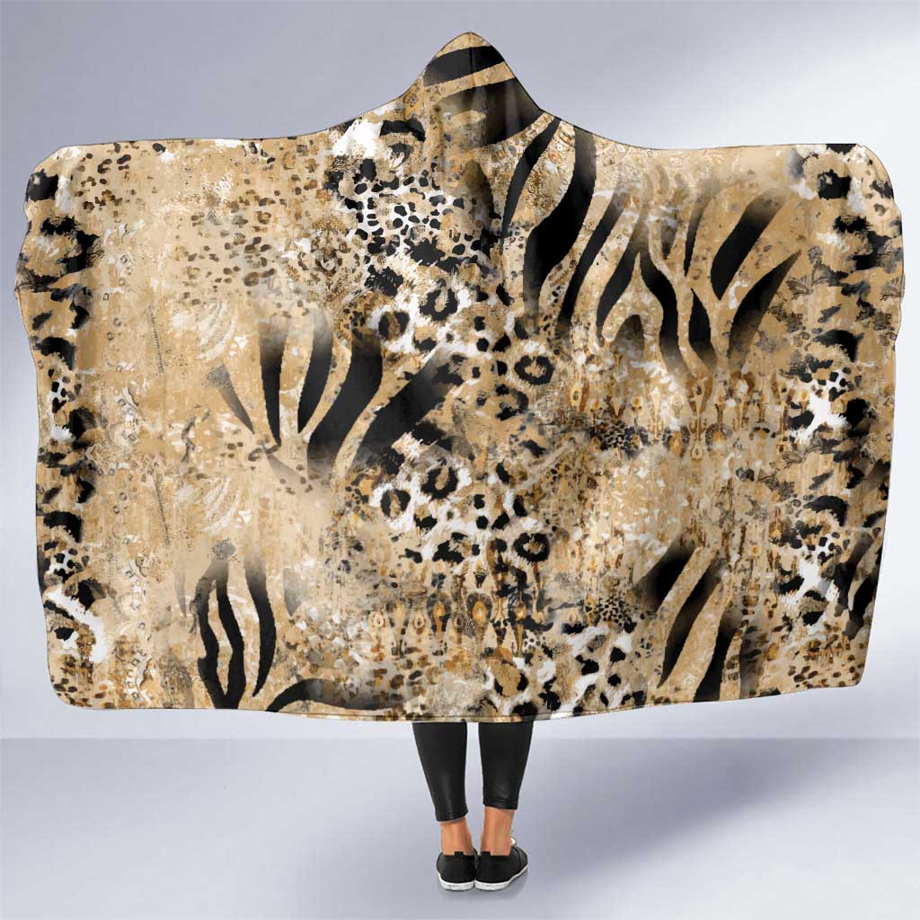 Wild Animal Skins Hooded Blanket Zebra Tiger Leopard Mix Skin - Wonder Print Shop