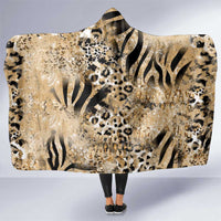 Wild Animal Skins Hooded Blanket Zebra Tiger Leopard Mix Skin - Wonder Print Shop