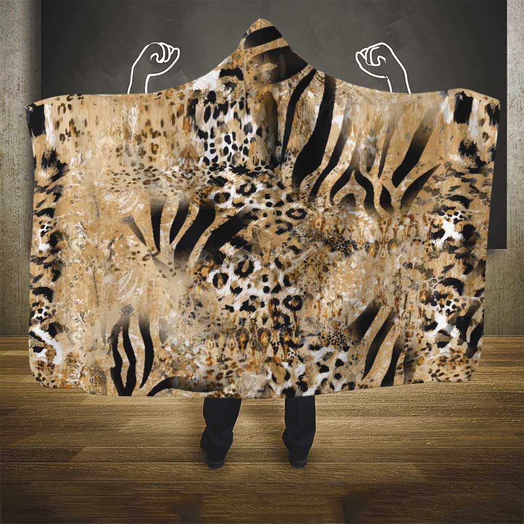 Wild Animal Skins Hooded Blanket Zebra Tiger Leopard Mix Skin - Wonder Print Shop
