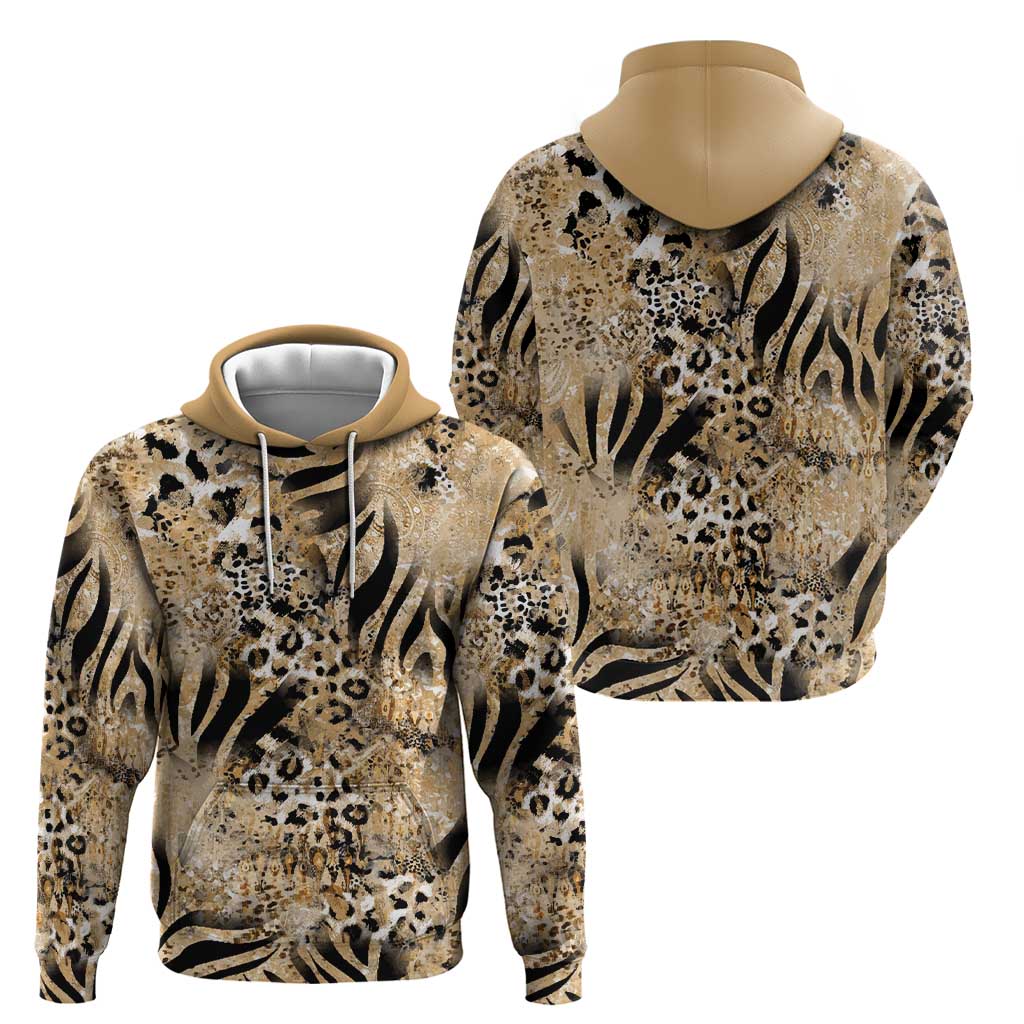 Wild Animal Skins Hoodie Zebra Tiger Leopard Mix Skin - Wonder Print Shop