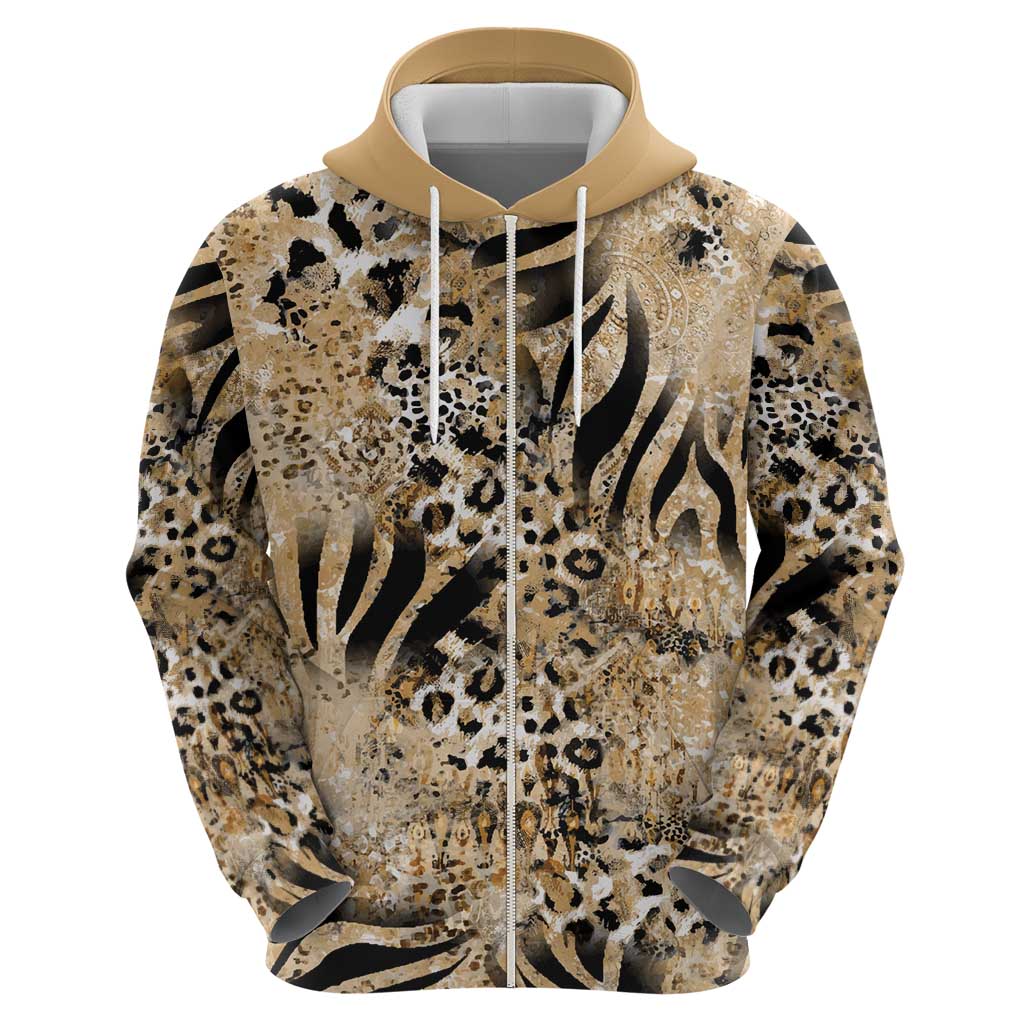 Wild Animal Skins Hoodie Zebra Tiger Leopard Mix Skin - Wonder Print Shop