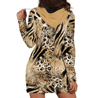 Wild Animal Skins Hoodie Dress Zebra Tiger Leopard Mix Skin - Wonder Print Shop