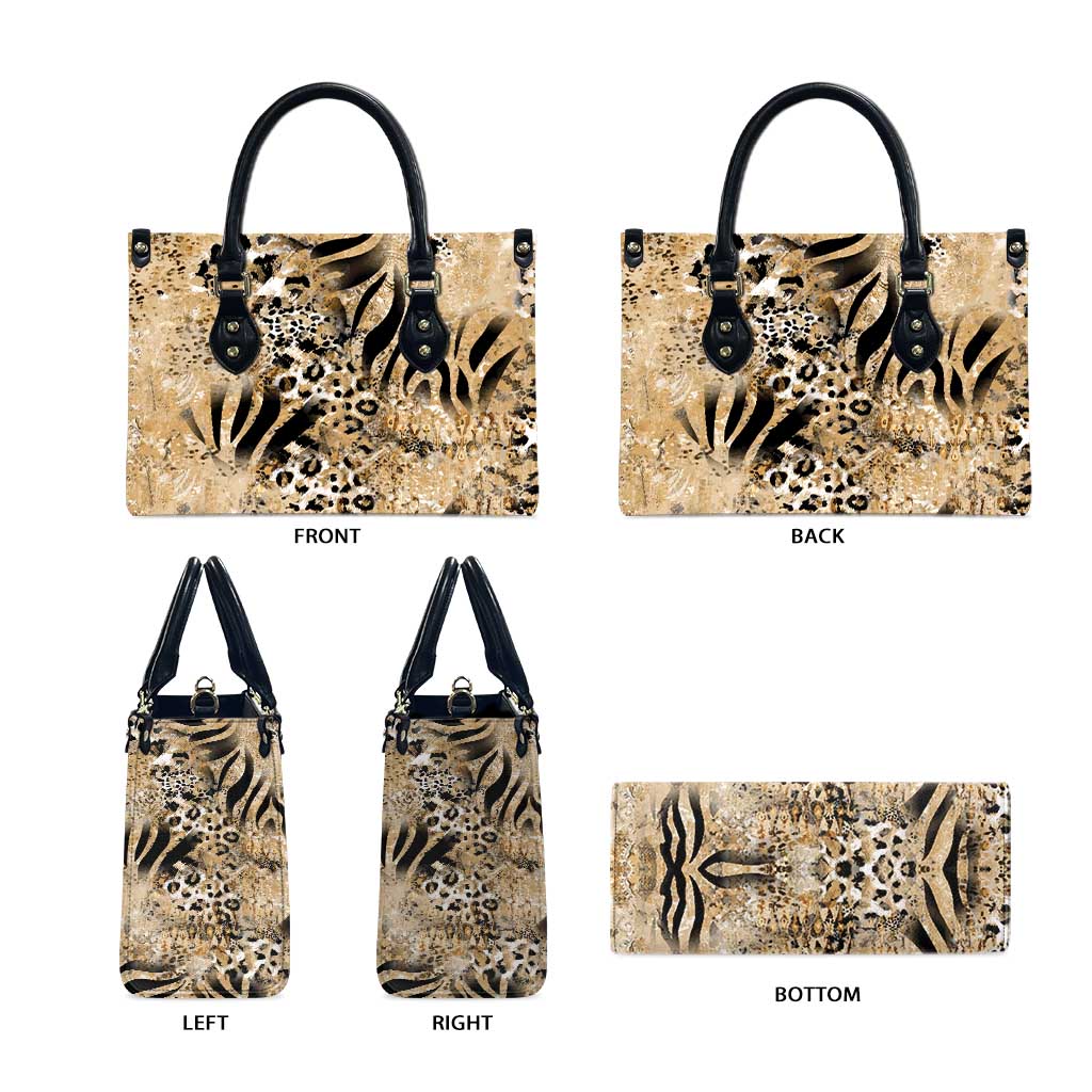 Wild Animal Skins Leather Bag Zebra Tiger Leopard Mix Skin - Wonder Print Shop
