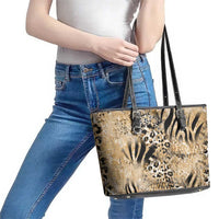 Wild Animal Skins Leather Tote Bag Zebra Tiger Leopard Mix Skin - Wonder Print Shop