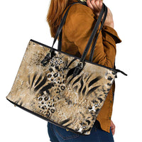 Wild Animal Skins Leather Tote Bag Zebra Tiger Leopard Mix Skin - Wonder Print Shop