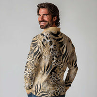 Wild Animal Skins Long Sleeve Polo Shirt Zebra Tiger Leopard Mix Skin - Wonder Print Shop