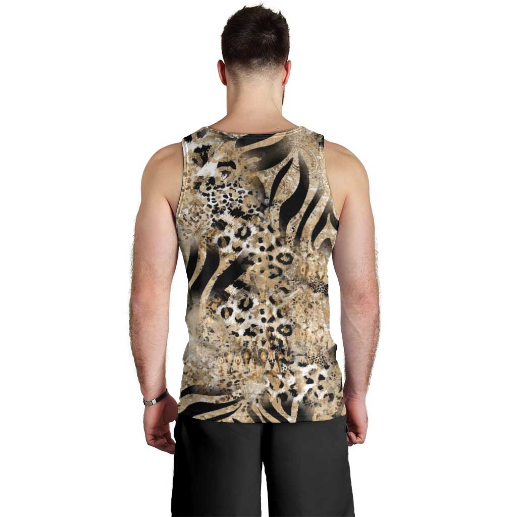 Wild Animal Skins Men Tank Top Zebra Tiger Leopard Mix Skin - Wonder Print Shop