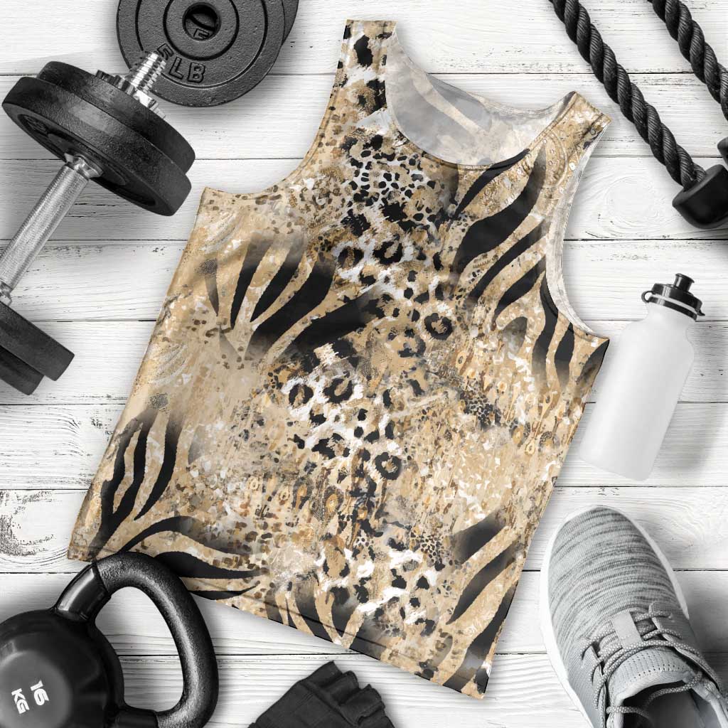 Wild Animal Skins Men Tank Top Zebra Tiger Leopard Mix Skin - Wonder Print Shop