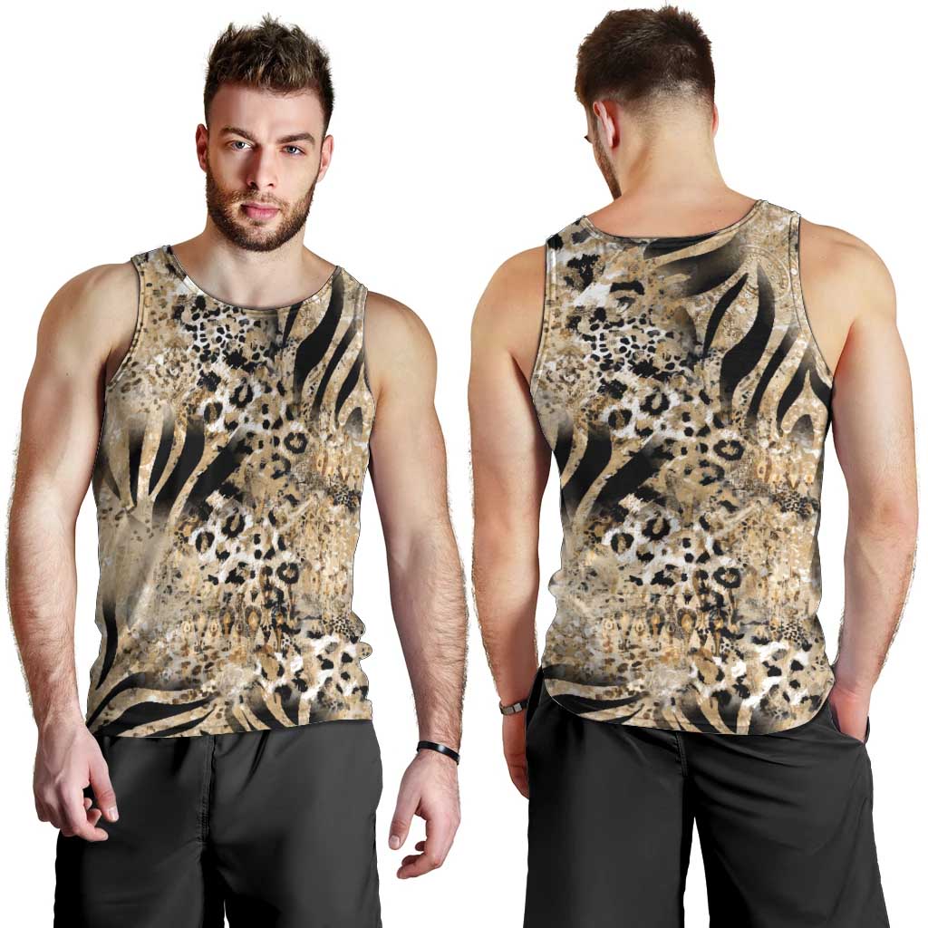 Wild Animal Skins Men Tank Top Zebra Tiger Leopard Mix Skin - Wonder Print Shop