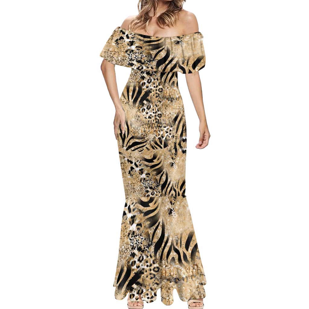 Wild Animal Skins Mermaid Dress Zebra Tiger Leopard Mix Skin - Wonder Print Shop