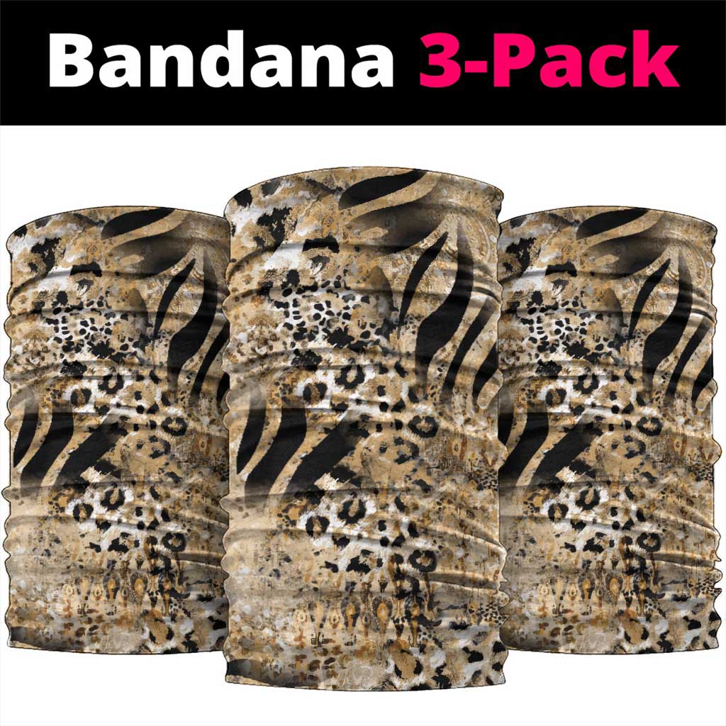 Wild Animal Skins Neck Gaiter Zebra Tiger Leopard Mix Skin - Wonder Print Shop