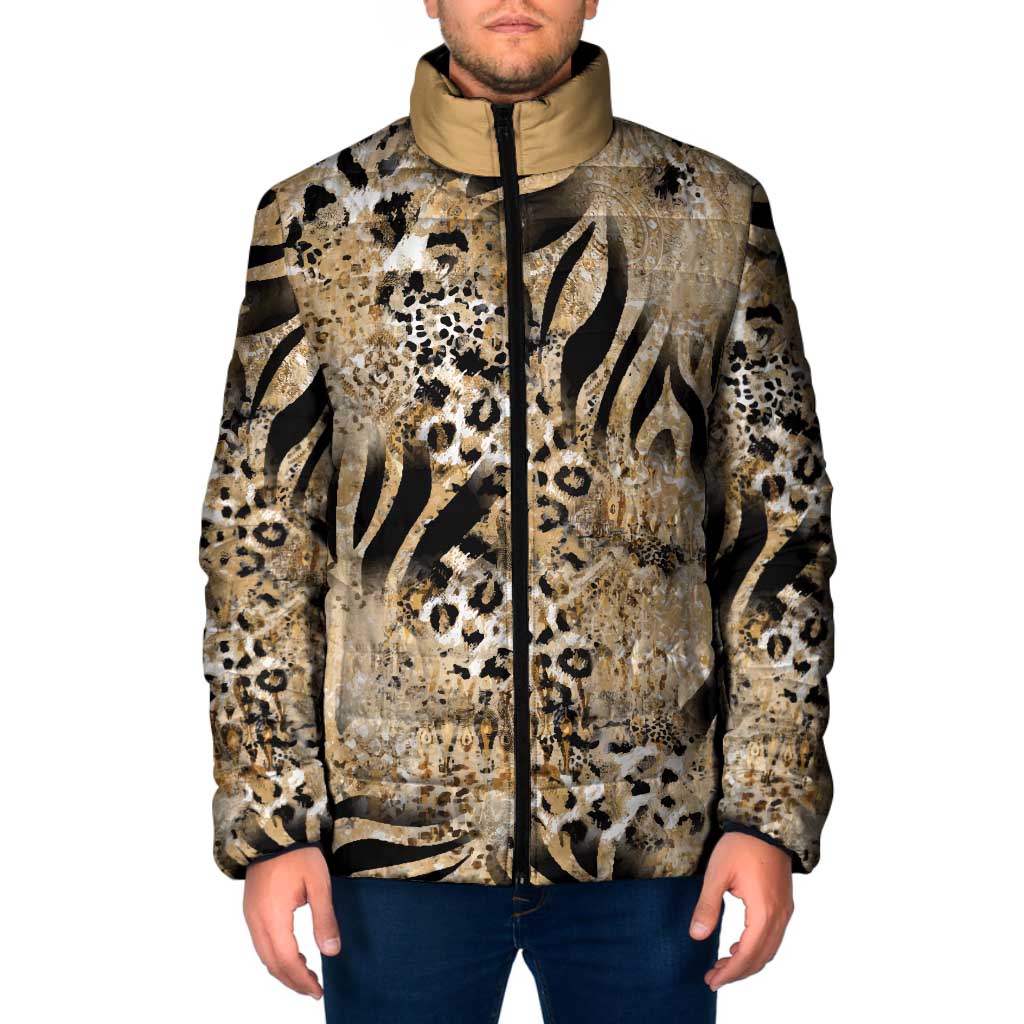 Wild Animal Skins Padded Jacket Zebra Tiger Leopard Mix Skin - Wonder Print Shop