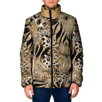 Wild Animal Skins Padded Jacket Zebra Tiger Leopard Mix Skin - Wonder Print Shop