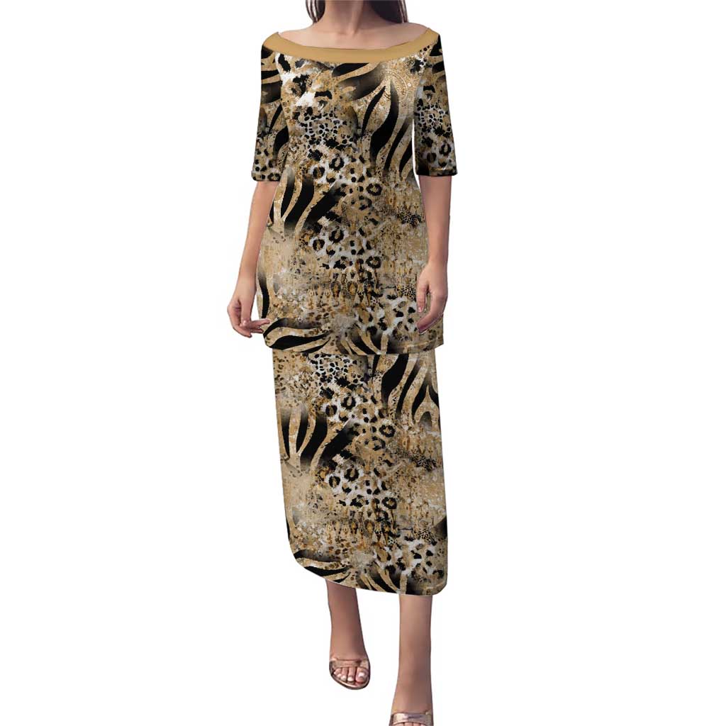 Wild Animal Skins Puletasi Zebra Tiger Leopard Mix Skin - Wonder Print Shop