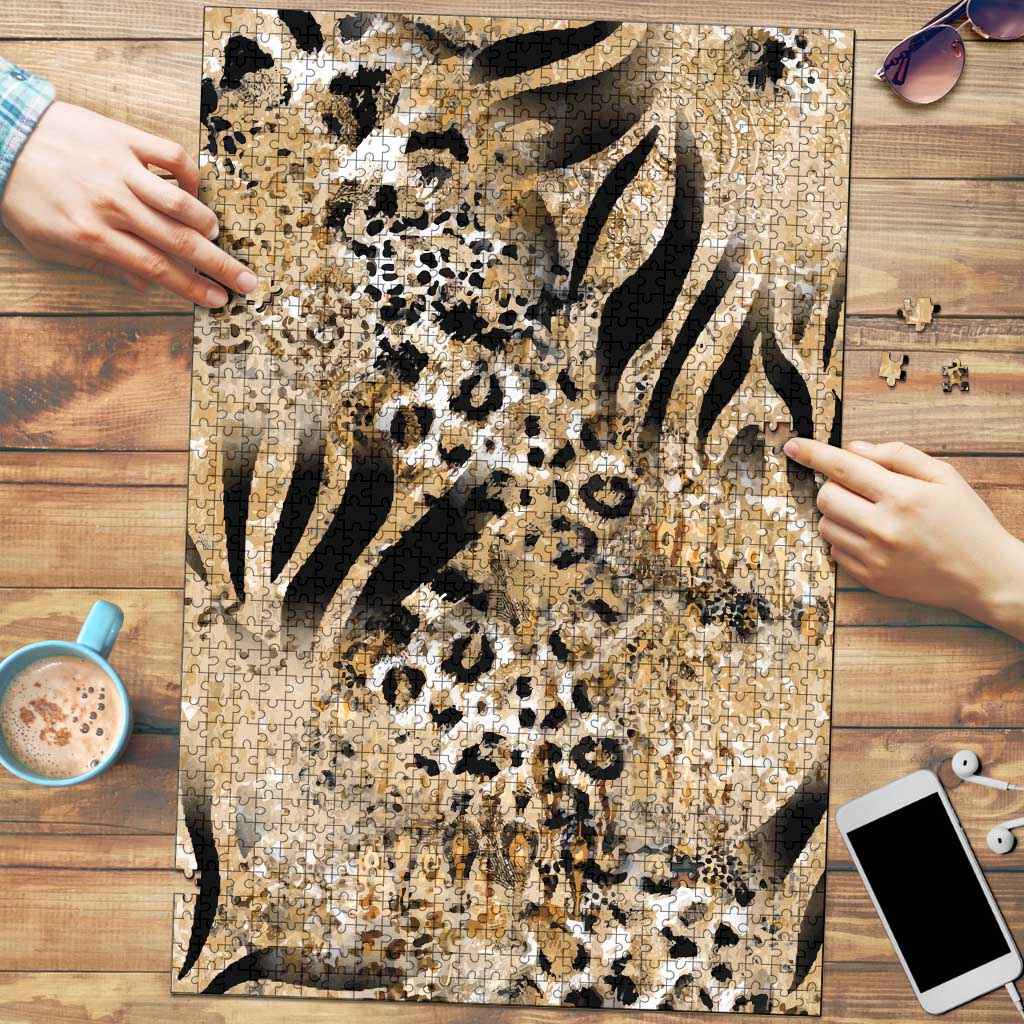 Wild Animal Skins Puzzle Zebra Tiger Leopard Mix Skin - Wonder Print Shop