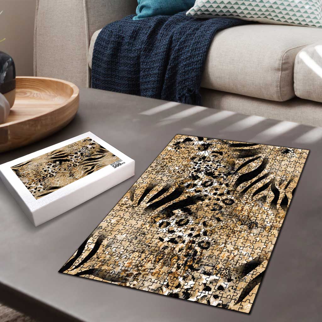 Wild Animal Skins Puzzle Zebra Tiger Leopard Mix Skin - Wonder Print Shop