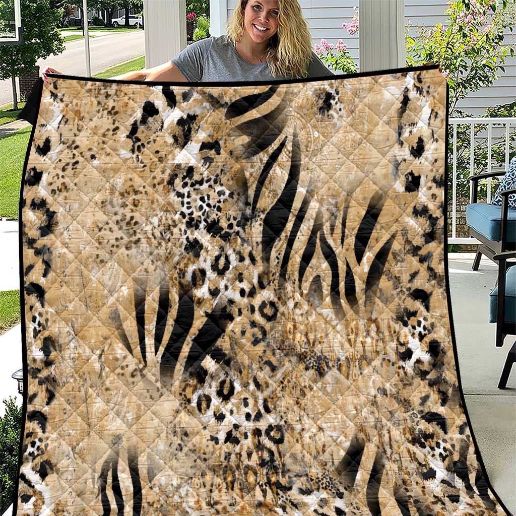 Wild Animal Skins Quilt Zebra Tiger Leopard Mix Skin - Wonder Print Shop