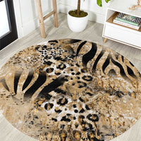 Wild Animal Skins Round Carpet Zebra Tiger Leopard Mix Skin - Wonder Print Shop