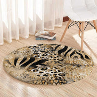 Wild Animal Skins Round Carpet Zebra Tiger Leopard Mix Skin - Wonder Print Shop