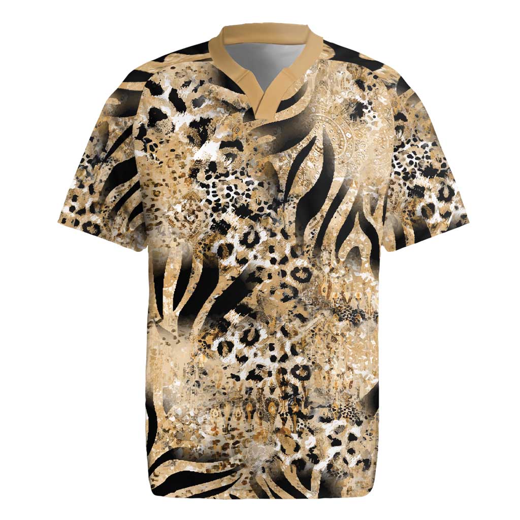 Wild Animal Skins Rugby Jersey Zebra Tiger Leopard Mix Skin - Wonder Print Shop