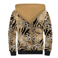 Wild Animal Skins Sherpa Hoodie Zebra Tiger Leopard Mix Skin - Wonder Print Shop