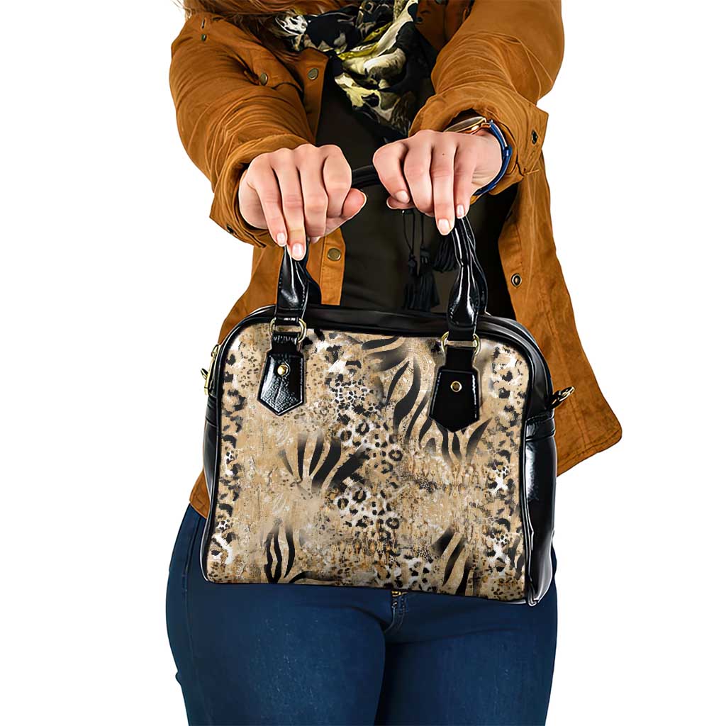 Wild Animal Skins Shoulder Handbag Zebra Tiger Leopard Mix Skin - Wonder Print Shop