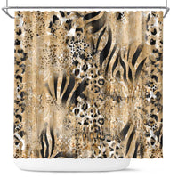 Wild Animal Skins Shower Curtain Zebra Tiger Leopard Mix Skin - Wonder Print Shop