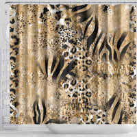 Wild Animal Skins Shower Curtain Zebra Tiger Leopard Mix Skin - Wonder Print Shop