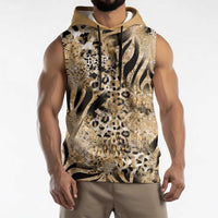 Wild Animal Skins Sleeveless Hoodie Zebra Tiger Leopard Mix Skin - Wonder Print Shop