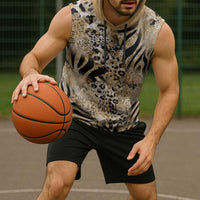 Wild Animal Skins Sleeveless Hoodie Zebra Tiger Leopard Mix Skin - Wonder Print Shop