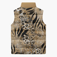 Wild Animal Skins Sleeveless Puffer Jacket Zebra Tiger Leopard Mix Skin - Wonder Print Shop