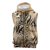 Wild Animal Skins Sleeveless Zip Hoodie Zebra Tiger Leopard Mix Skin - Wonder Print Shop
