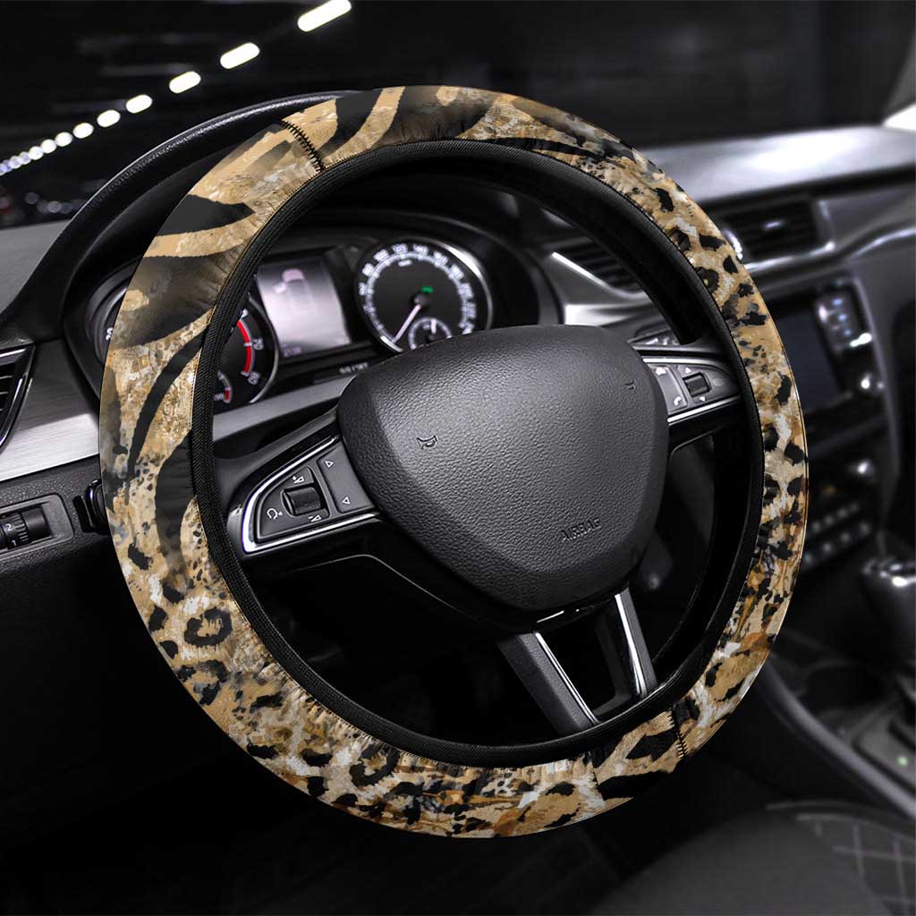 Wild Animal Skins Steering Wheel Cover Zebra Tiger Leopard Mix Skin - Wonder Print Shop