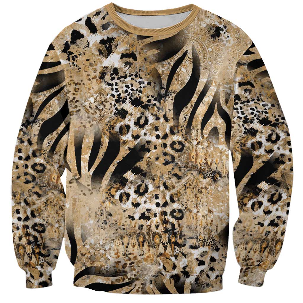 Wild Animal Skins Sweatshirt Zebra Tiger Leopard Mix Skin - Wonder Print Shop