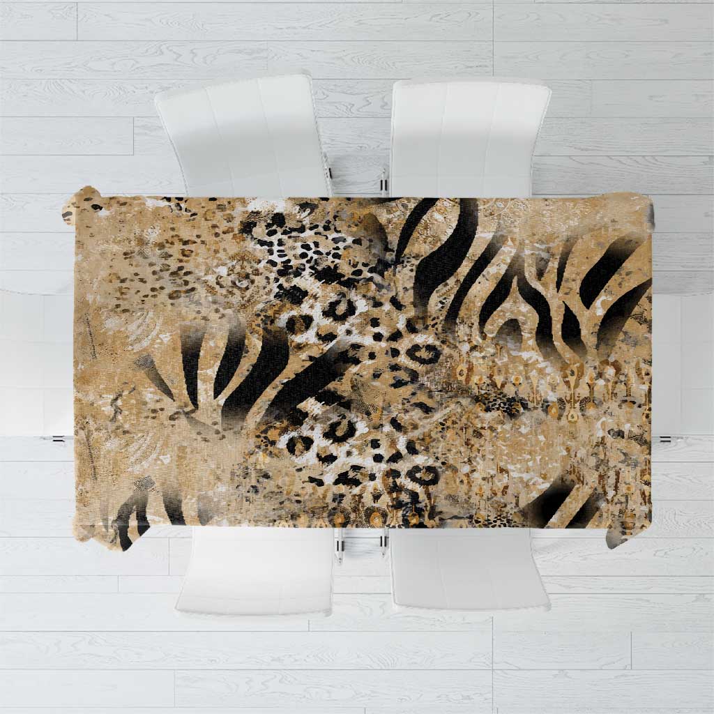 Wild Animal Skins Tablecloth Zebra Tiger Leopard Mix Skin - Wonder Print Shop