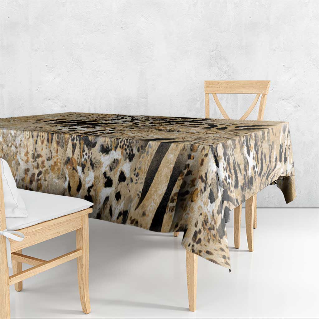 Wild Animal Skins Tablecloth Zebra Tiger Leopard Mix Skin - Wonder Print Shop