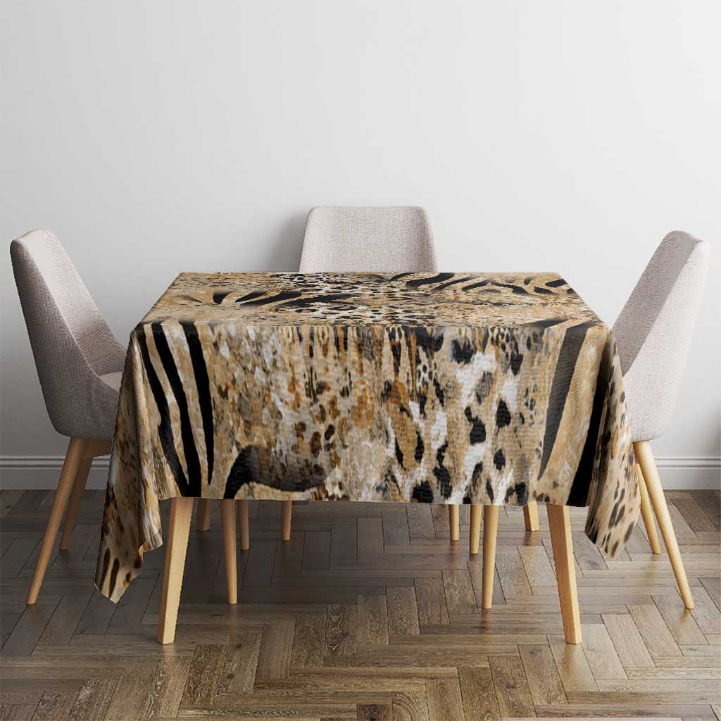 Wild Animal Skins Tablecloth Zebra Tiger Leopard Mix Skin - Wonder Print Shop
