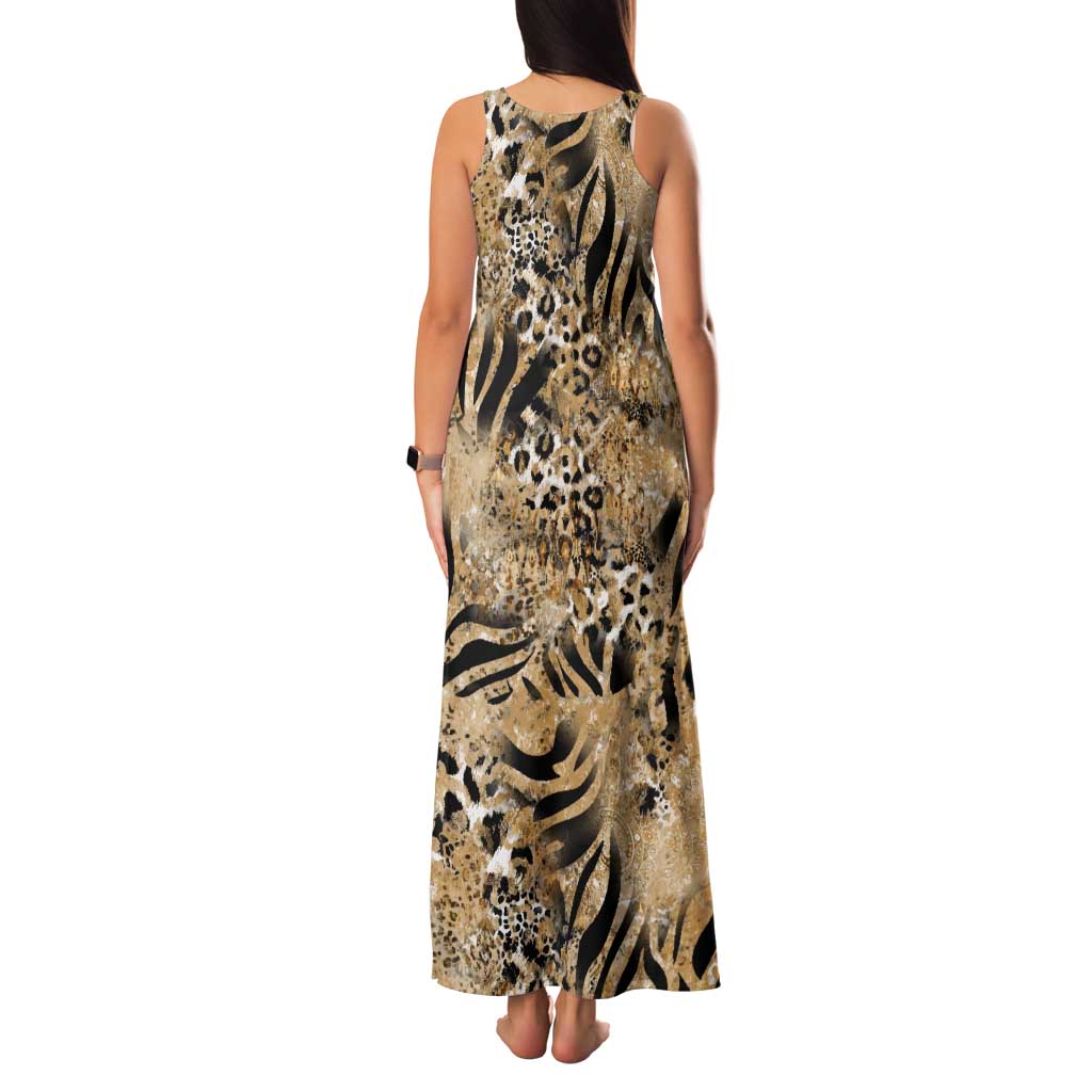 Wild Animal Skins Tank Maxi Dress Zebra Tiger Leopard Mix Skin - Wonder Print Shop