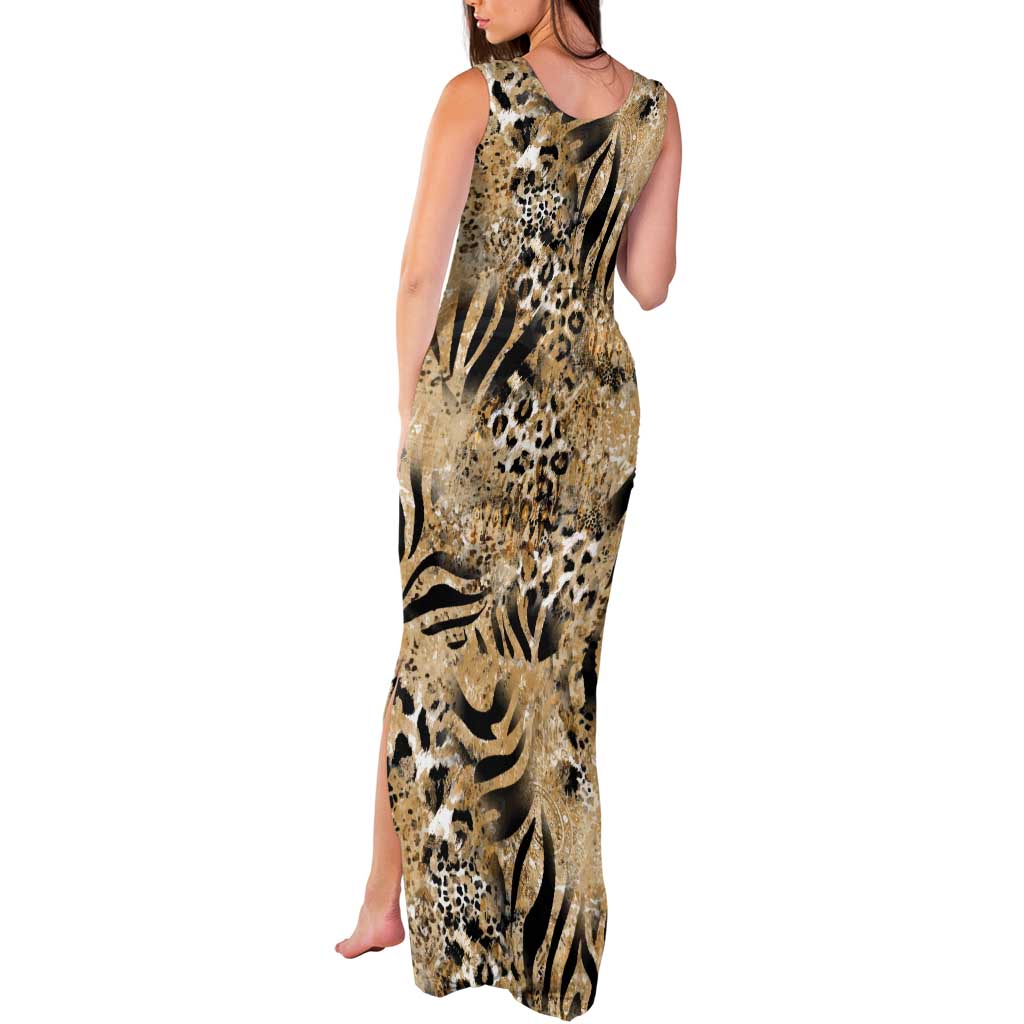 Wild Animal Skins Tank Maxi Dress Zebra Tiger Leopard Mix Skin - Wonder Print Shop