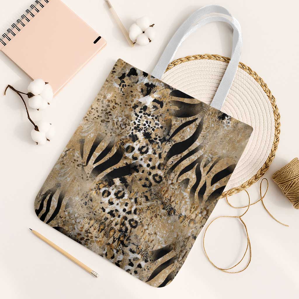Wild Animal Skins Tote Bag Zebra Tiger Leopard Mix Skin - Wonder Print Shop