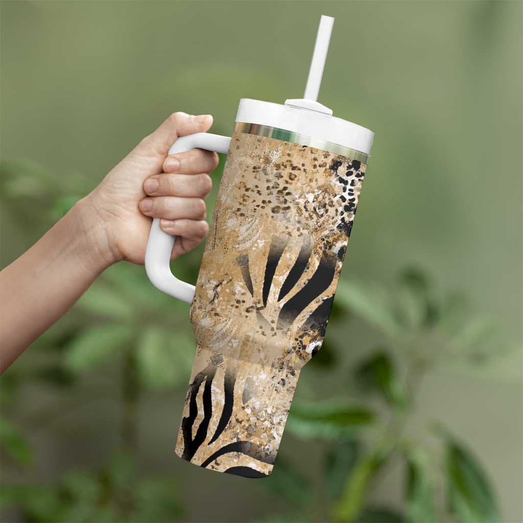 Wild Animal Skins Tumbler With Handle Zebra Tiger Leopard Mix Skin - Wonder Print Shop