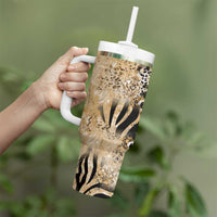 Wild Animal Skins Tumbler With Handle Zebra Tiger Leopard Mix Skin - Wonder Print Shop
