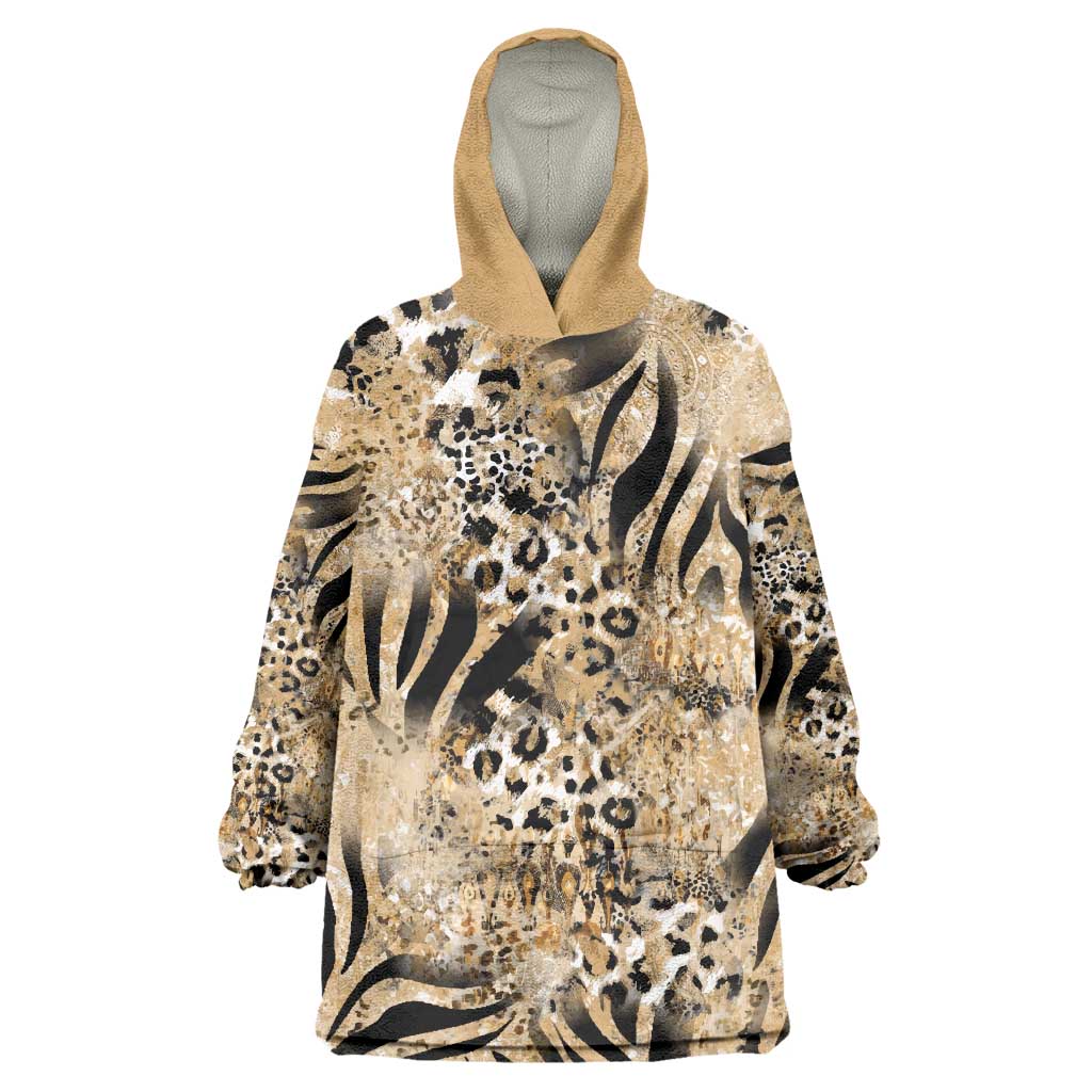 Wild Animal Skins Wearable Blanket Hoodie Zebra Tiger Leopard Mix Skin - Wonder Print Shop