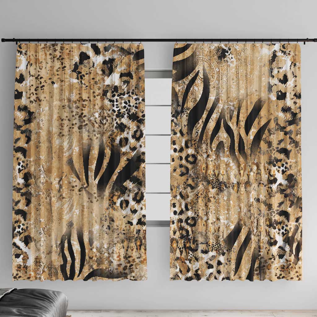 Wild Animal Skins Window Curtain Zebra Tiger Leopard Mix Skin - Wonder Print Shop