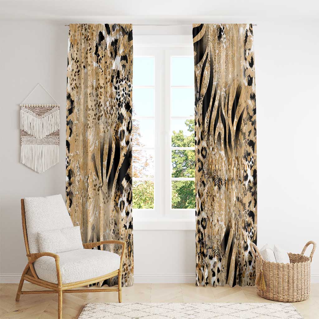 Wild Animal Skins Window Curtain Zebra Tiger Leopard Mix Skin - Wonder Print Shop