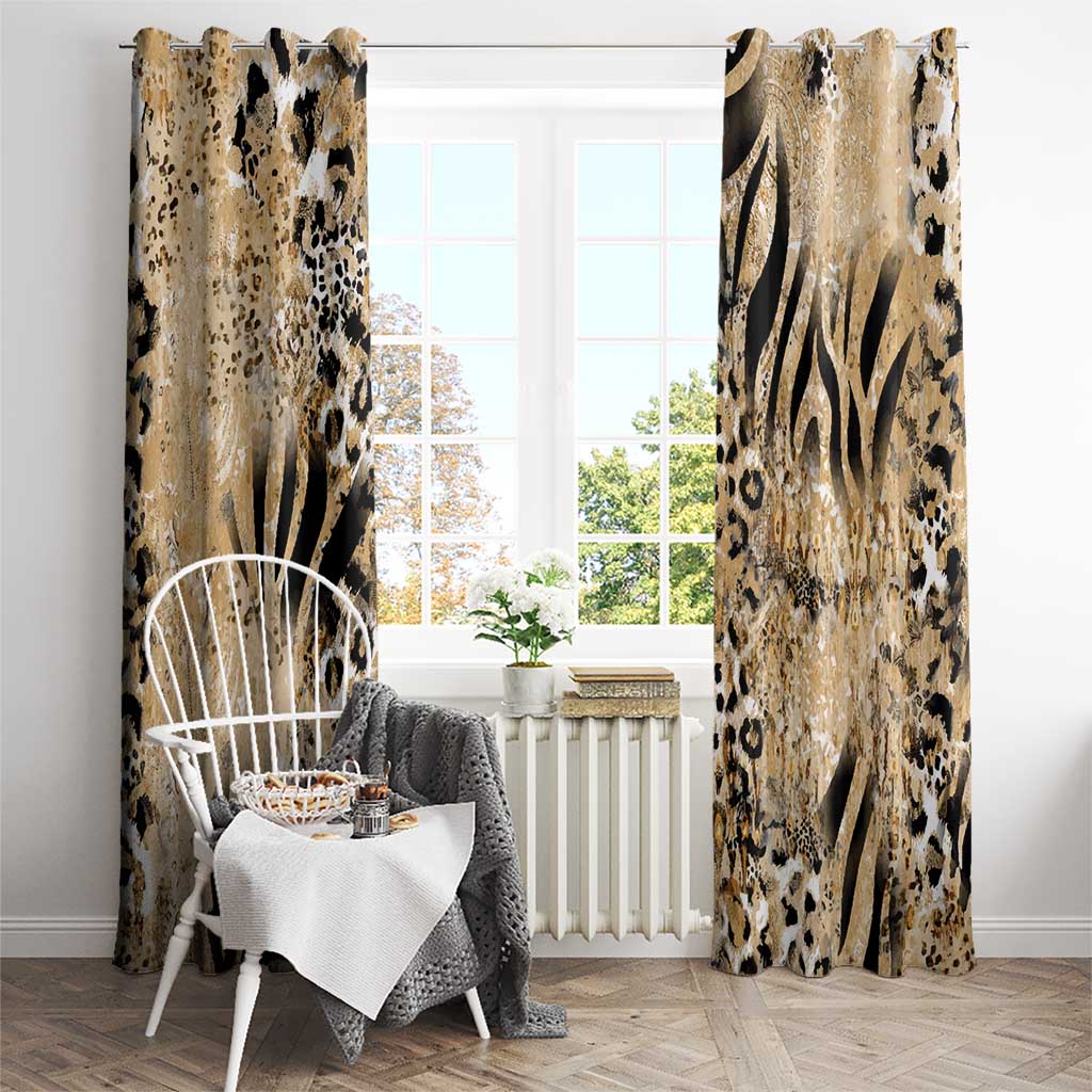 Wild Animal Skins Window Curtain Zebra Tiger Leopard Mix Skin - Wonder Print Shop
