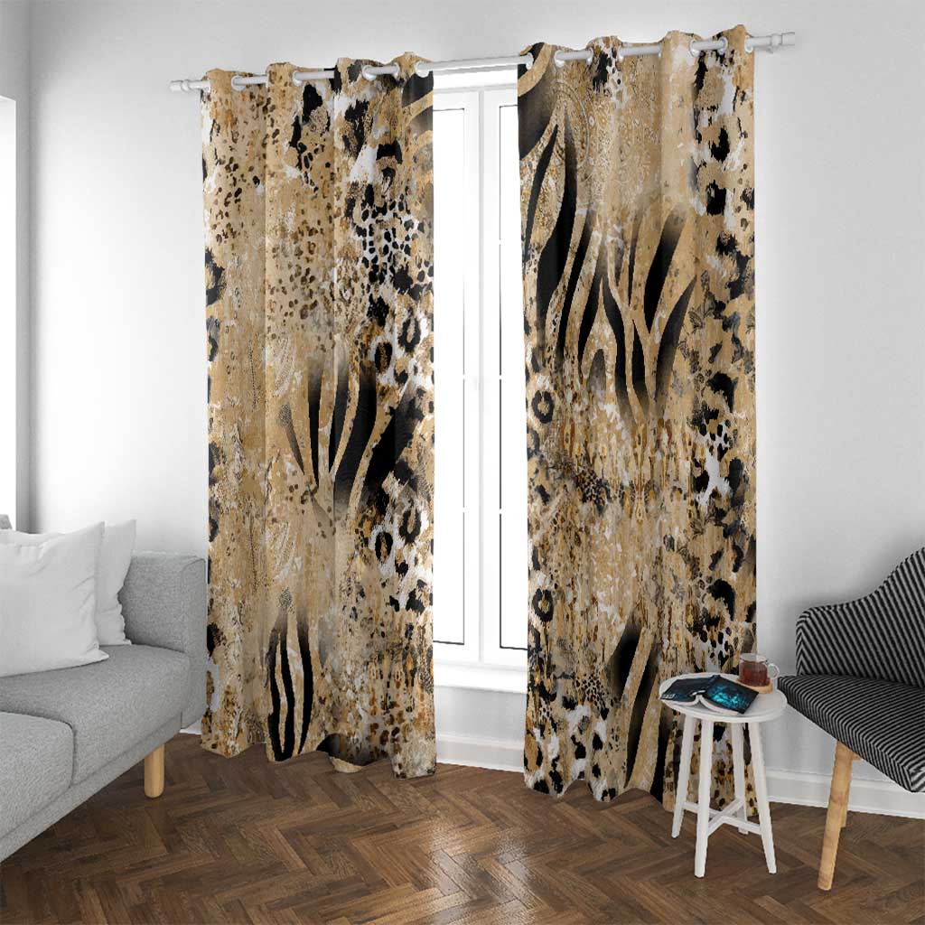 Wild Animal Skins Window Curtain Zebra Tiger Leopard Mix Skin - Wonder Print Shop