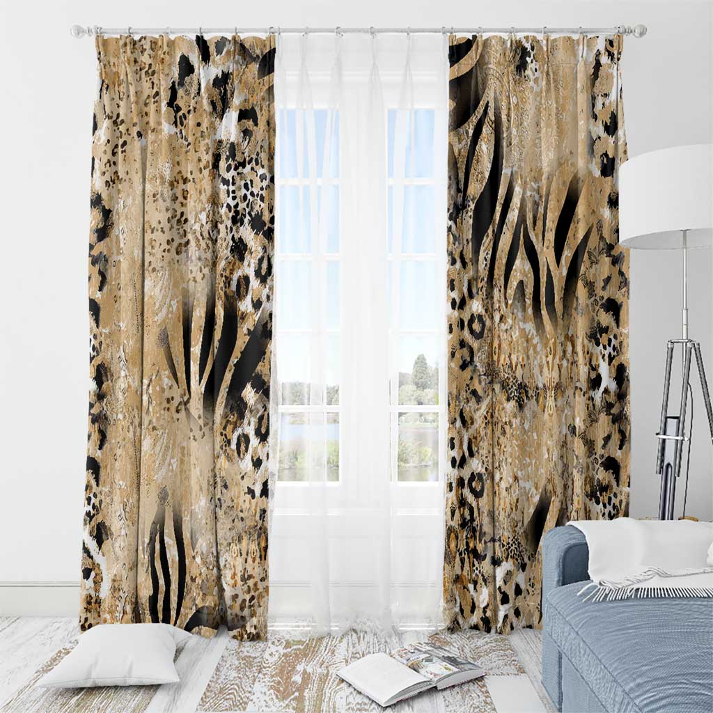 Wild Animal Skins Window Curtain Zebra Tiger Leopard Mix Skin - Wonder Print Shop
