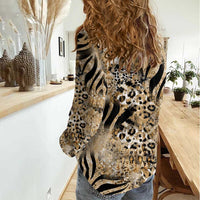 Wild Animal Skins Women Casual Shirt Zebra Tiger Leopard Mix Skin - Wonder Print Shop